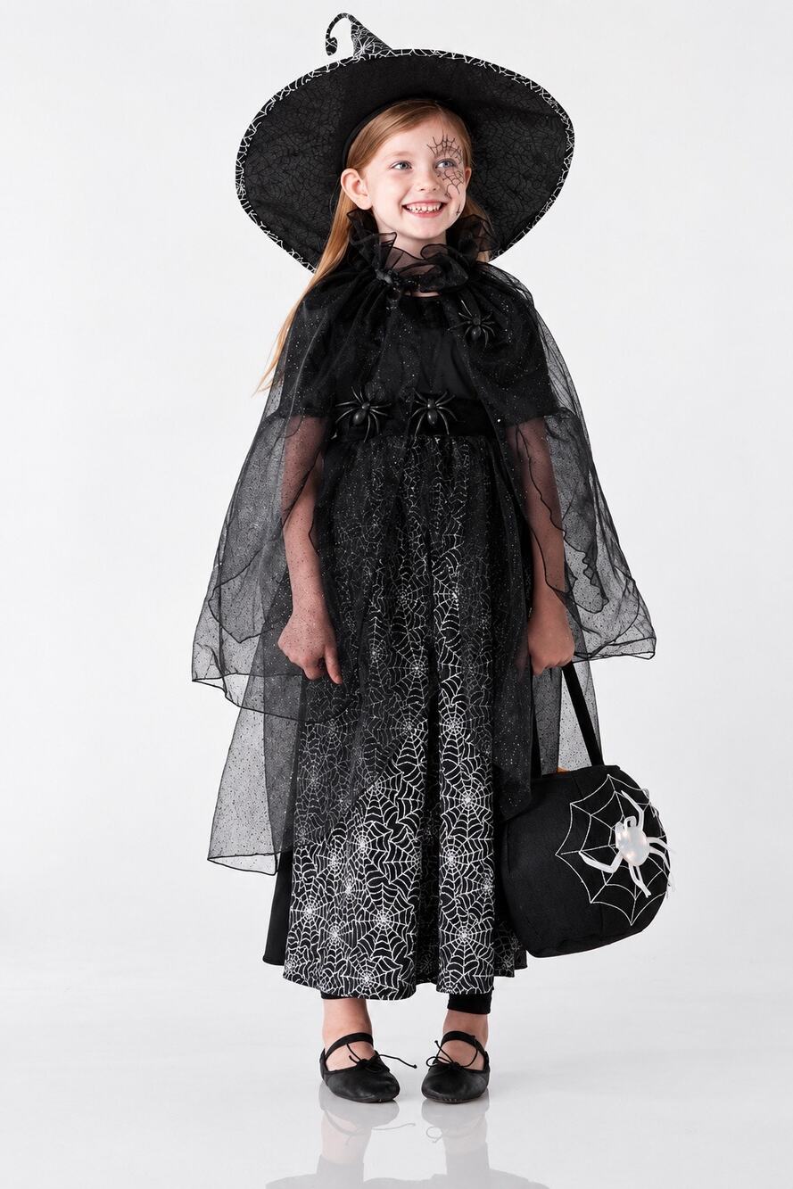 Pottery Barn Kids Glow-in-the-Dark Spider Witch Halloween Costume 4-6]